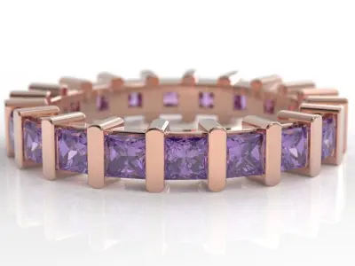 Princess cut full eternity ring  style 5 3D print model