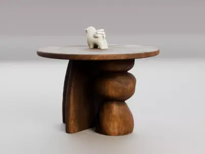 Sculptural Wooden Table 3D model
