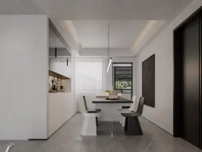 Modern living room dining room interior scenes 133 3D model