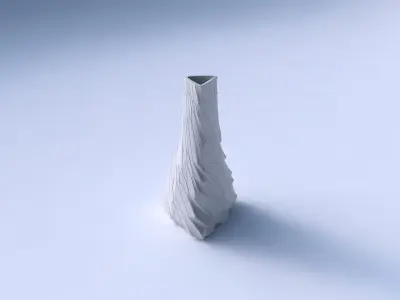 Vase grounded triangle with fine twisted organic cells 3D print model