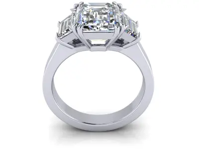 Three Emerald Wedding Ring V4 3D print model