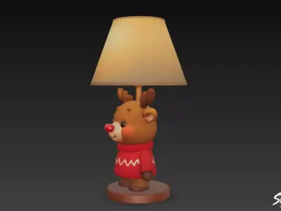 Reindeer Table Lamp Low-poly 3D model