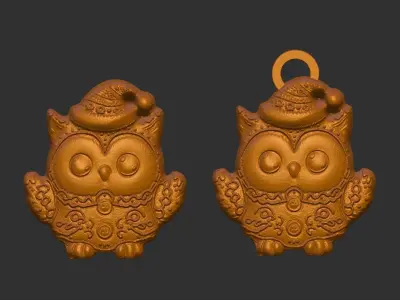 owl cookie christmas decor  3D print model
