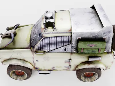 Retro vintage battle race suv car four-wheel drive lvl1 al5 Low-poly 3D model