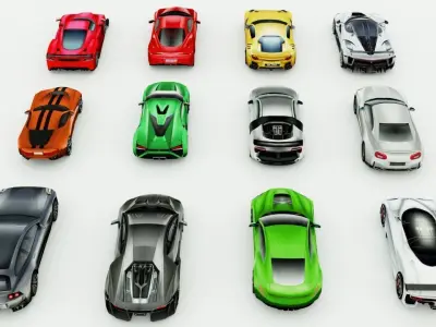 12 lowpoly Sportscars vol2 Low-poly 3D model