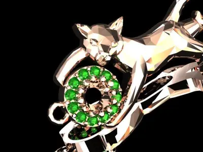 Necklace cat with gems 3D jewel 3D model