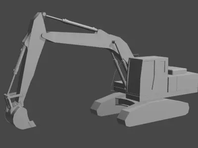 Excavator and pedestrian Low-poly 3D model