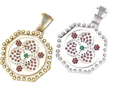 Floral Harmony Medallion Pendant 3D print model