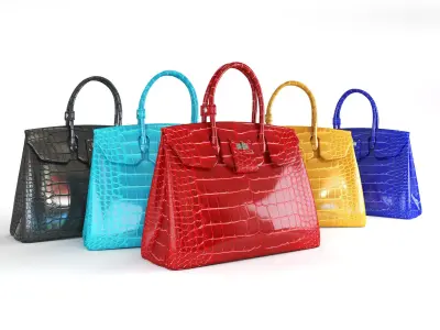  Hermes Birkin female handbags 3D model