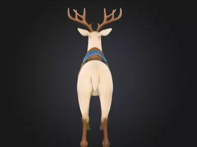 White Deer Mount Low-poly 3D model