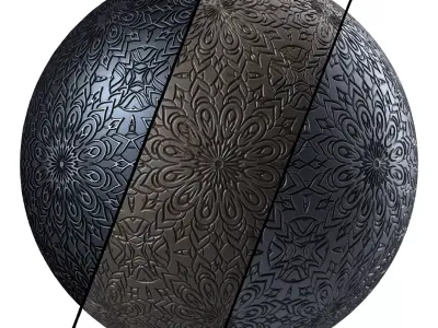 Metal Materials 12- Ornament Metal panels Pbr 4k Seamless Low-poly 3D model