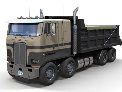 Peterbilt 362 tandem dump truck Low-poly 3D model