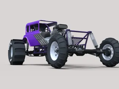 Mud dragster Hot Rod 3D model