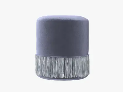 Teddy Velvet Ottoman in green grey  Low-poly 3D model