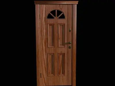 Door new wood PBR texture Low-poly 3D model
