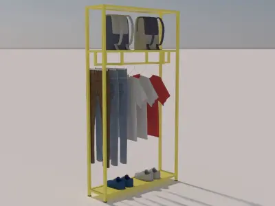 Tshirts Jeans Sport Shoes and Backpack Rack 3D model