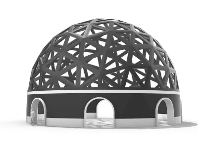 Geodesic Dome Pavilion with Openings Stand Alone Structure V1 3D model