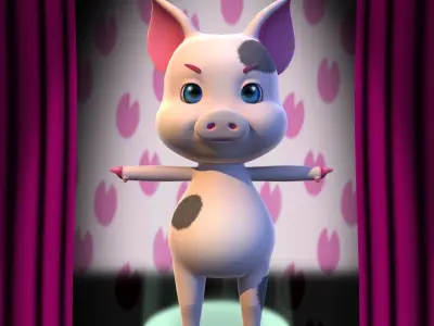 Cute little pig For Animation  3D model