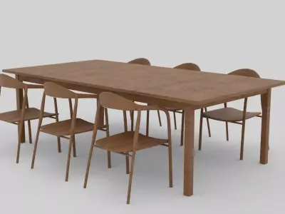 dinning set dining table with six chairs Free 3D model purchase
