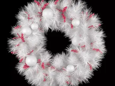 3D model of white christmas wreath 3D model