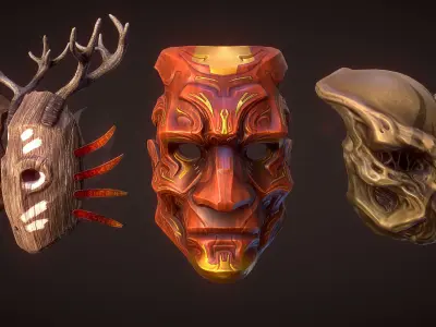Masks pack 2 Low-poly 3D model