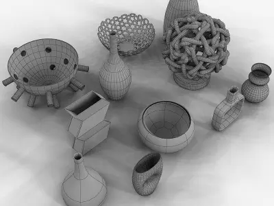 Modern Ceramic and Glass Decorations Ornaments 3D model