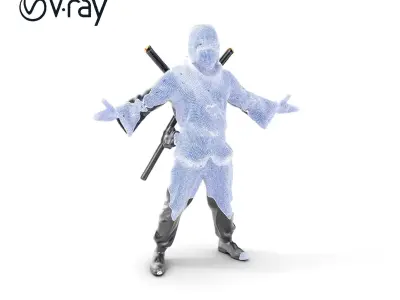 Stealthy Ninja Warrior D Character Model with Dual Swords Low-poly 3D model