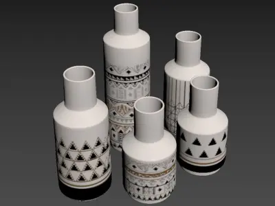 Set handmade ceramic vases 3D model