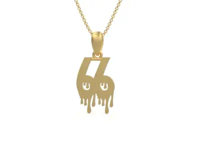 Model 1298 66 Bloody Terror Initial Number Pendant 3D print model