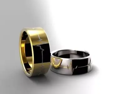 Ring heartbeat wedding Free 3D print model