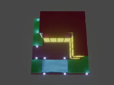 Low Poly Modern Villa 3D Model Low-poly 3D model