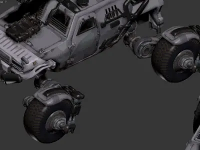 The image shows a 3D model of a futuristic 3D model