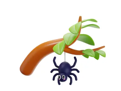 Spider on tree 3D model