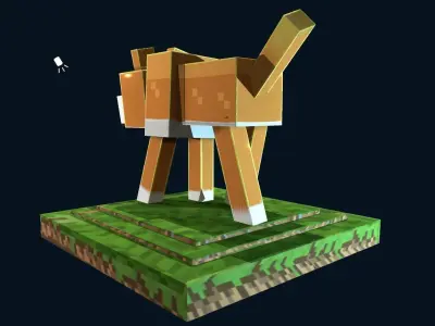 MineCraft Themed Dog - 3D Model and Textures Low-poly 3D model