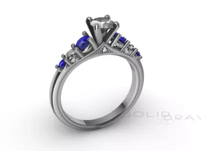 Ring Engagment Ring Saphire 3D print model 3D print model