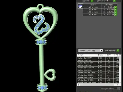 light weight yellow gold  diamond pendent -DOC-P8198 3D print model