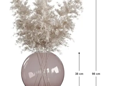 Pampass vase bouquet set 02 3D model