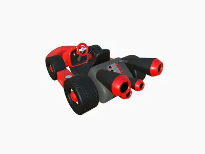 Cartoon Kart C01 Red - Vehicle Racing Design Low-poly 3D model