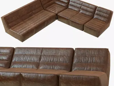 Restoration Hardware Chelsea Leather Square Corner Sectional 3D model