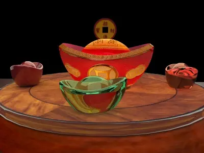 Chinese gold ingot   3D model