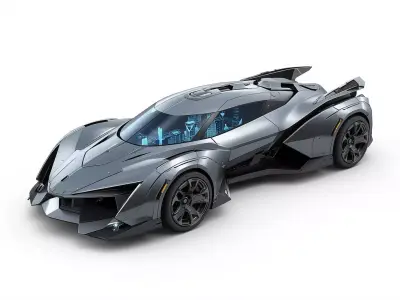 Futuristic Sports Hypercar 3D Model Low-poly 3D model
