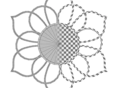 Croslin Round Metal Flower Wall Mirror ZPCD6245 3D model