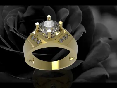 Modern Square Diamond Men Ring 3D Model 648 3D print model