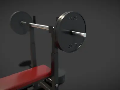 Gym Bench Low-poly 3D model