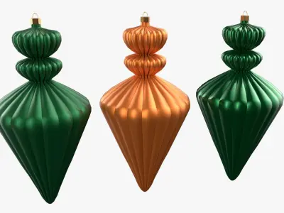 Christmas Tree Ornament Set10 - Green Orange 3D model