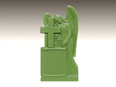 Grieving Angel with Rose STL Model 3D print model