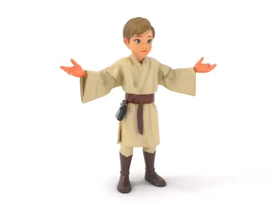 Young Apprentice Character Rigged and Animated in Robe Outfit Low-poly 3D model