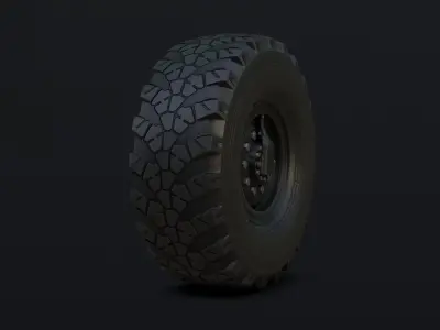 Off-road wheel and three types of tires for KAMAZ trucks Free low-poly 3D model