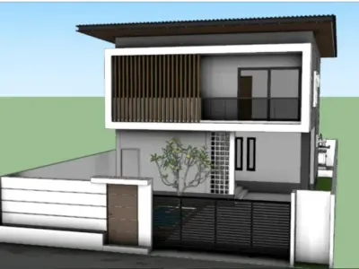 Modern Minimalist House  SketchUp 3D Model Low-poly 3D model