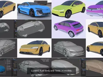 Luxeed Audi Ioniq and Tesla 3D Model Pack